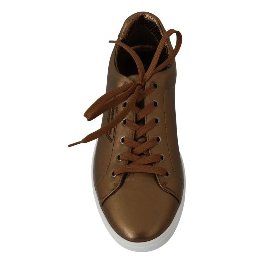 Dolce & Gabbana Golden Metallic Leather Sneakers - Picture 5 of 9